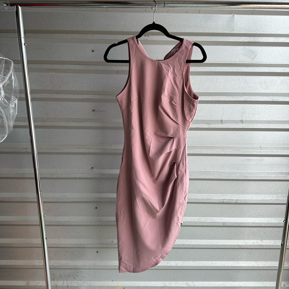 BCBGeneration Pink Asymmetrical Sheath Dress Halter Neckline